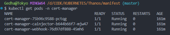 kubectl get pods -n cert-manager pod cert manager ready